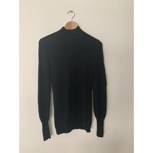Theory High Neck Sweater Black Merino Wool Cashmere Blend Old Money Quiet Luxury